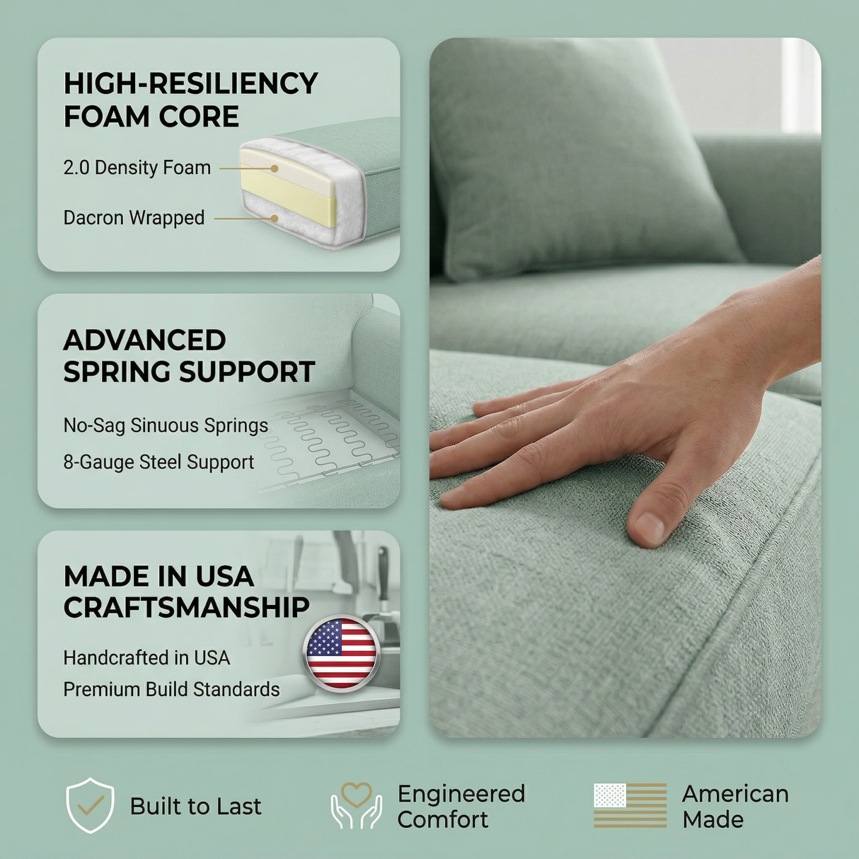 Irlanda Sofa – Made in USA, Custom Fabric Options