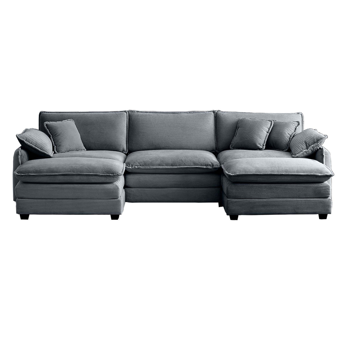 Oversized Modular Cushioned Sofa with Conversible Ottoman