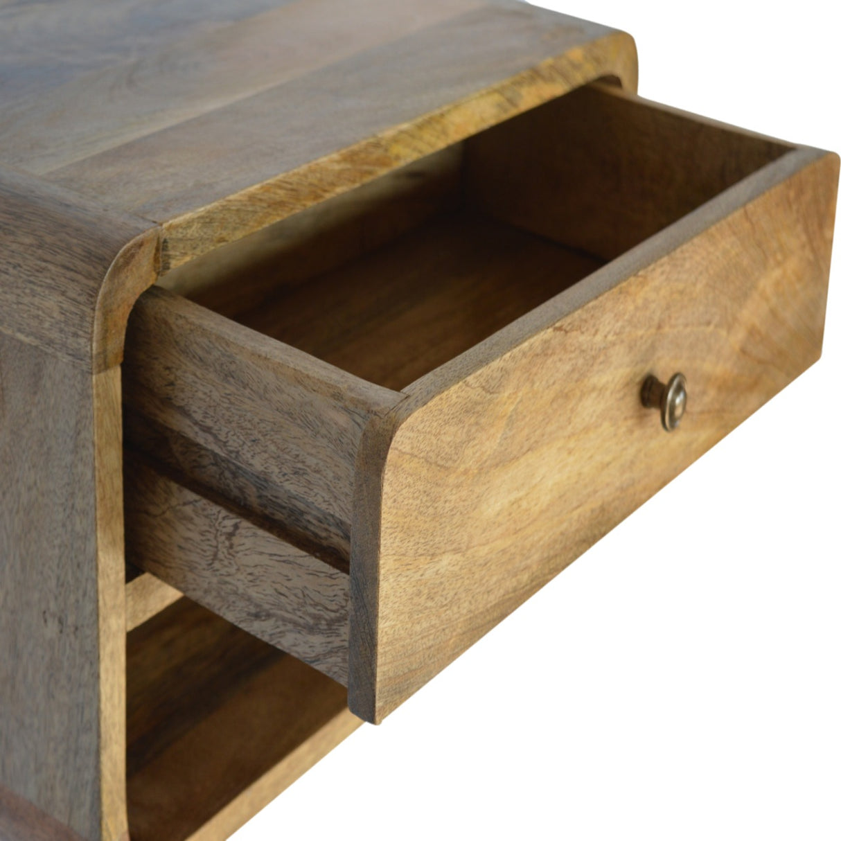 Solid Wood Floating Curve Open Slot Nightstand