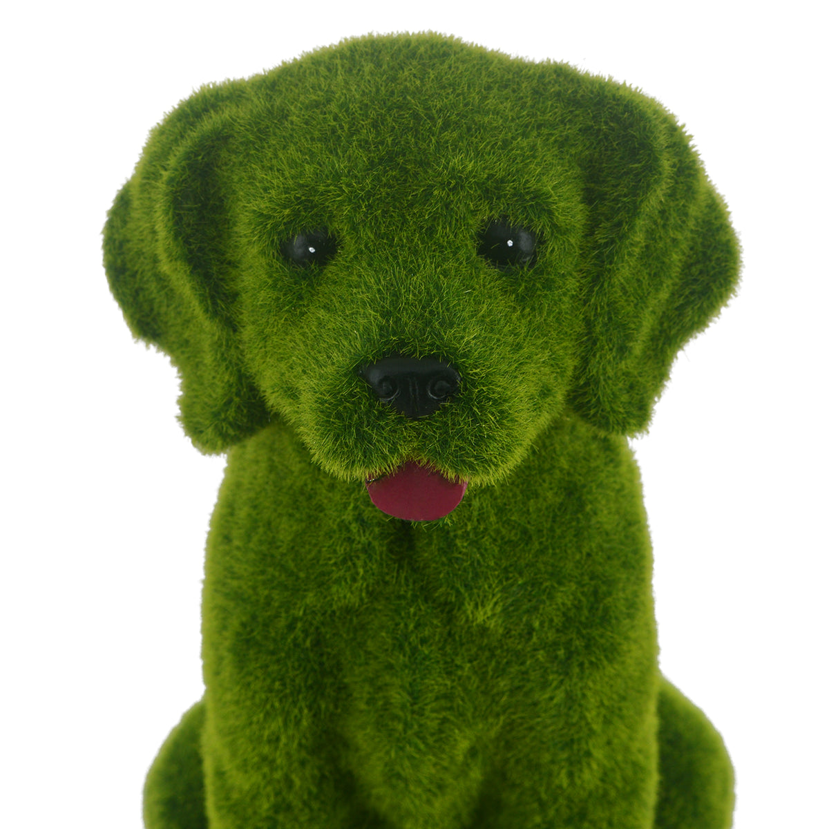 Flocked Dog Garden Statue with Weatherproof Resin - Green