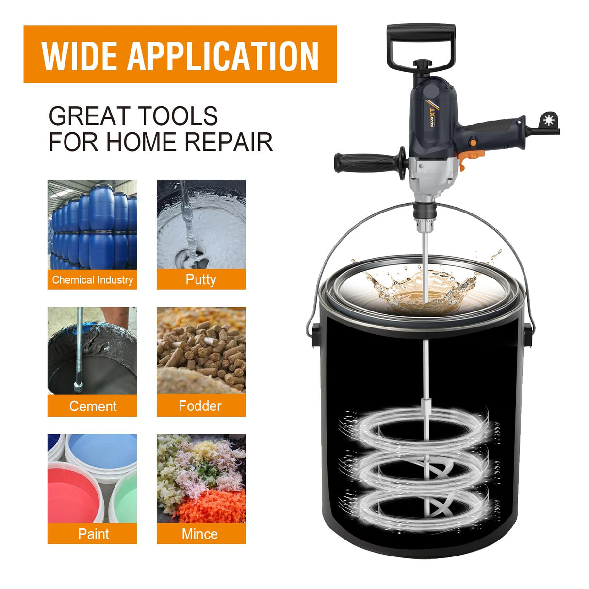 Drill Mixer Set with Spade Handle