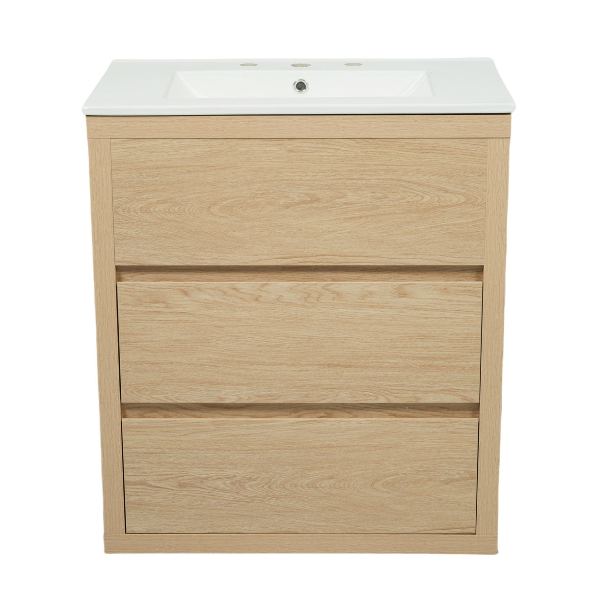 Freestanding Bathroom Vanity With Ceramic Sink, 2 Full Extension Drawers