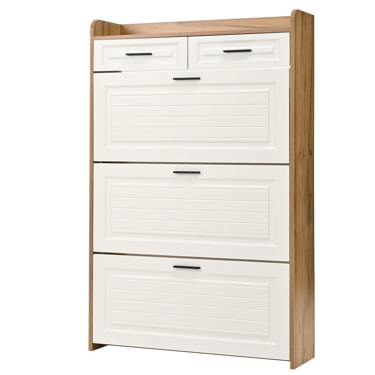 Shoe Cabinet with 3 Hidden Flip Drawers & 2 Storage Drawers