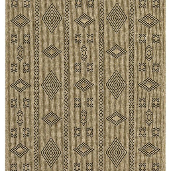 Earth - 5'3" X 7'3" Indoor, Outdoor Area Rug Polypropylene - Jute / Black