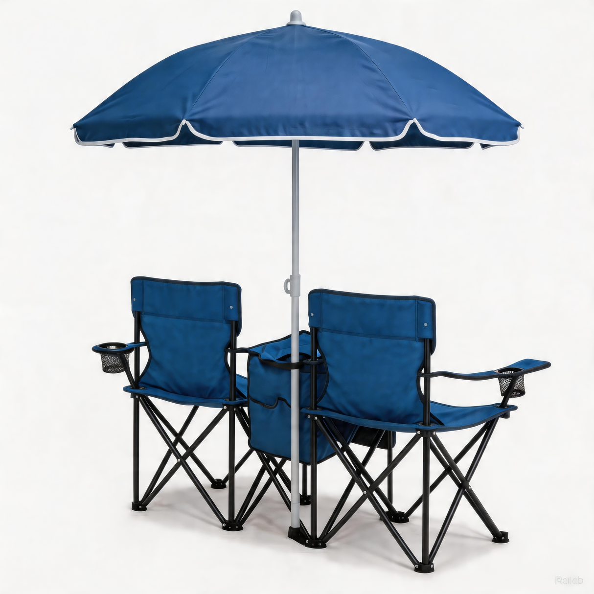 Portable Double Folding Beach Chair Set with Umbrella
