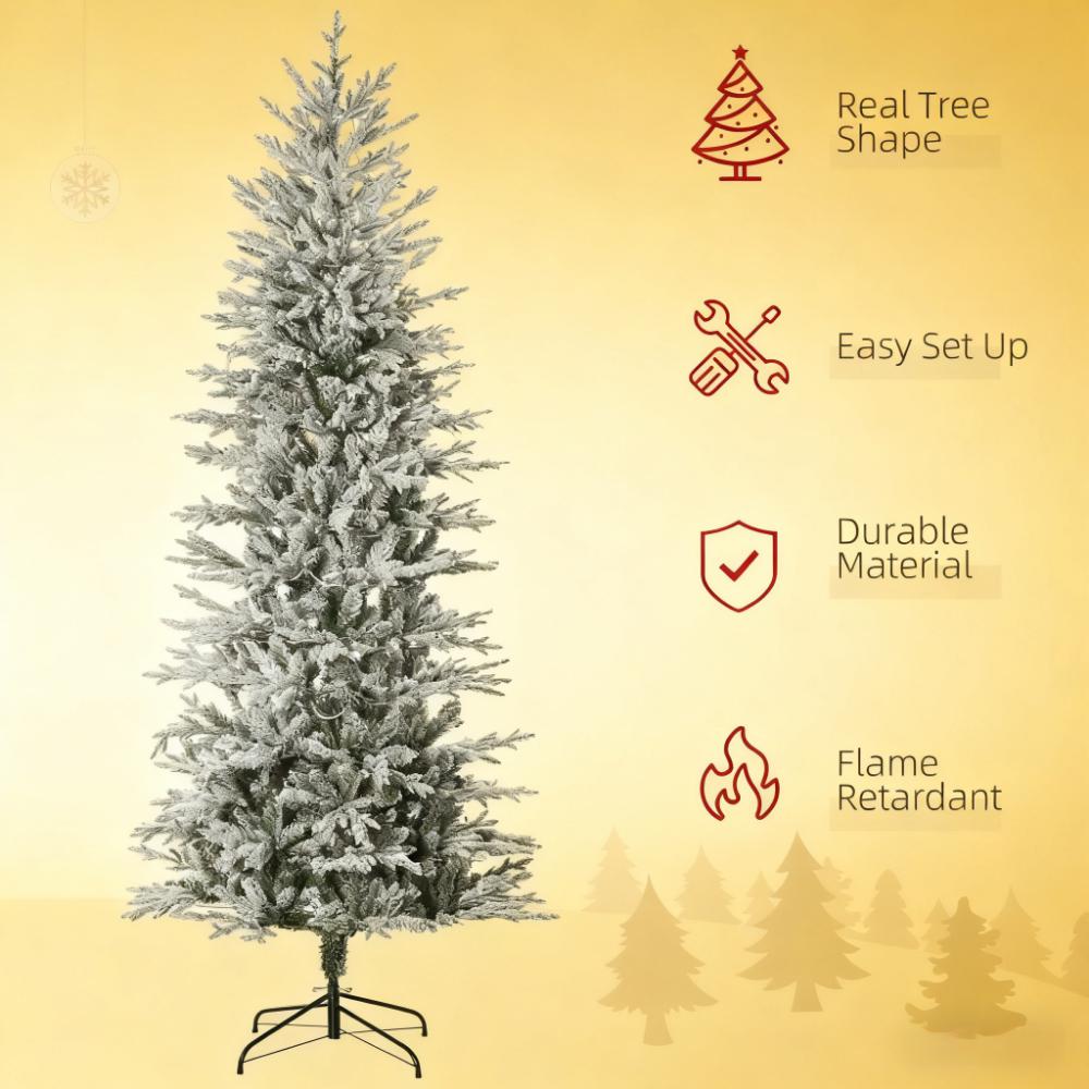 Christmas Trees with Snow Branches - Pre Lit Artificial Flocked