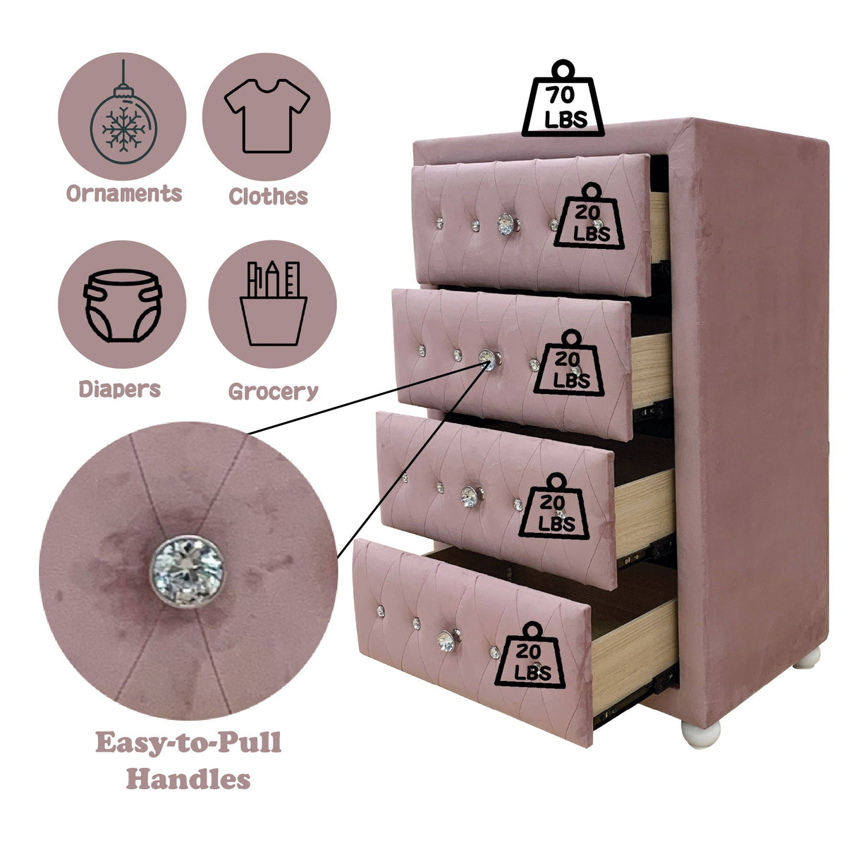 Reggie - Chest - Pink - Best Buy Furniture