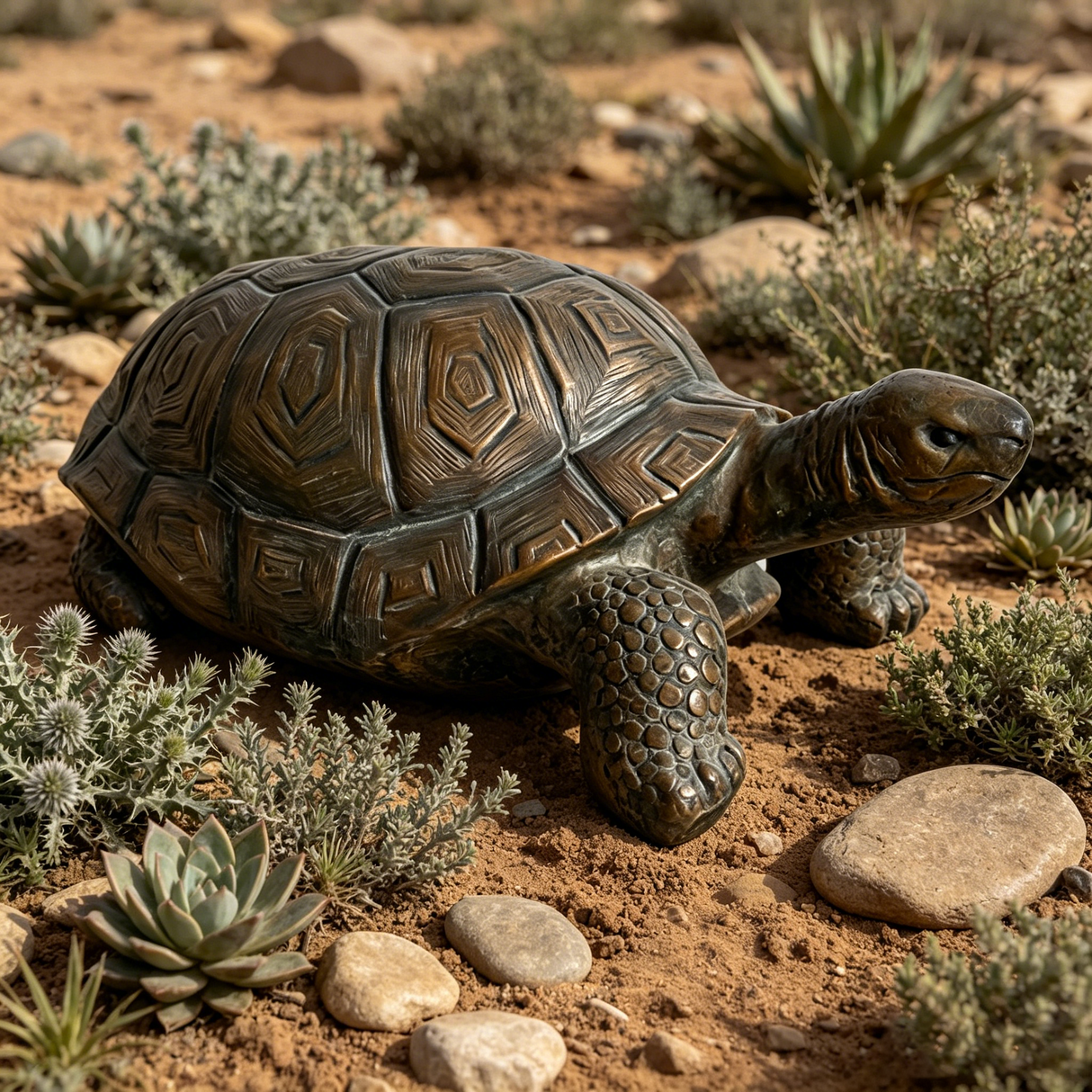 30.51" Long Realistic Tortoise Figurine, 11.22" High Resin Turtle Statue, Large Outdoor Garden Sculpture for Nature Decor & Themed Displays