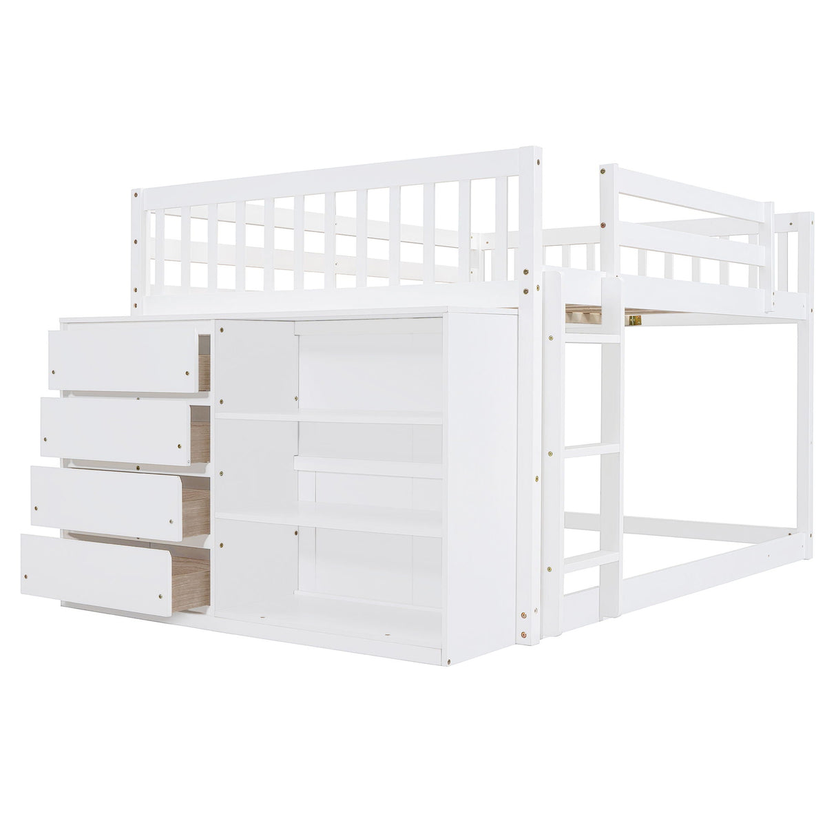 Bunk Bed With 4 Drawers and 3 Shelves