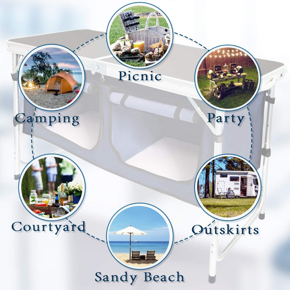 Folding Camping Table With Storage Compartment