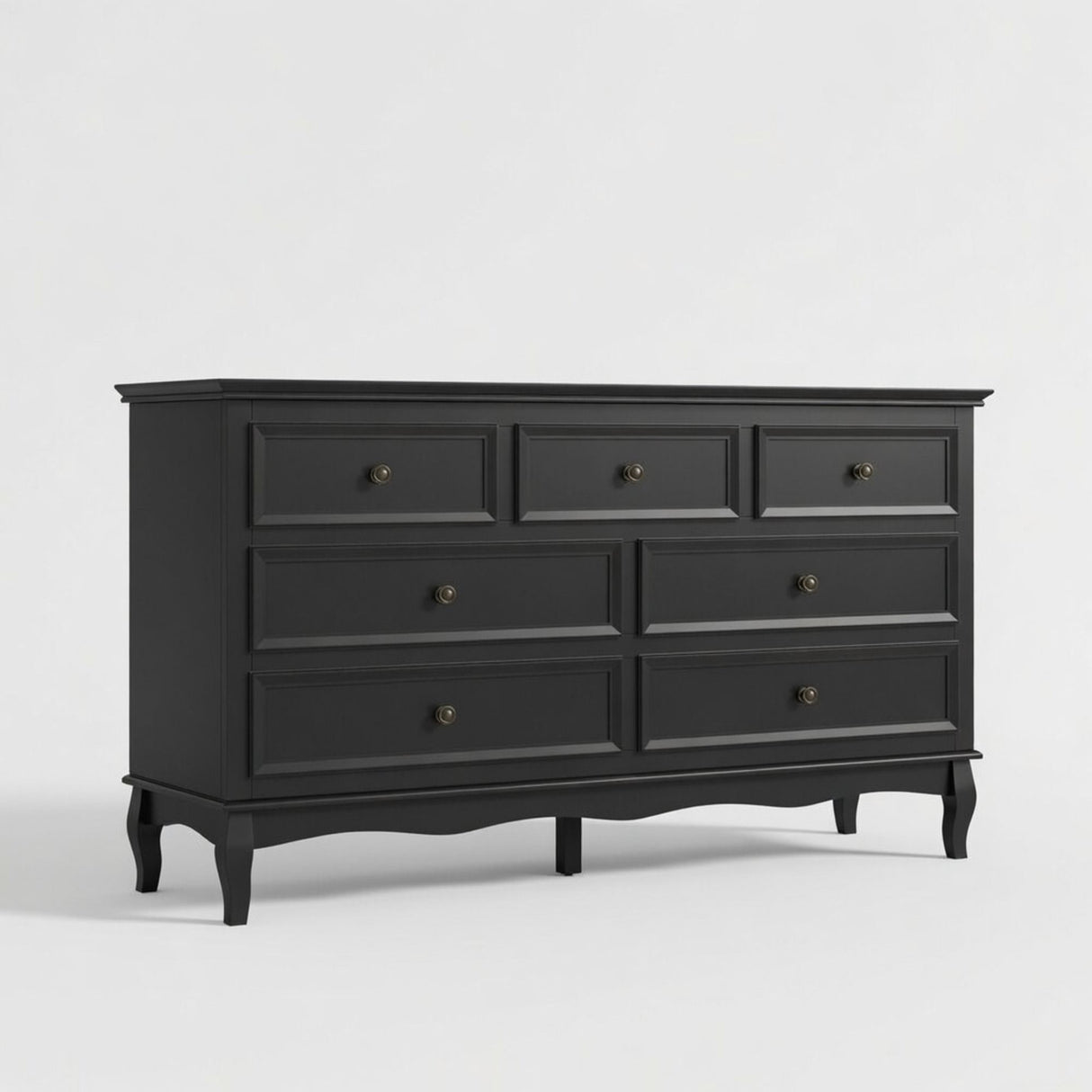 7 Drawer Dresser, Storage Chest - Black
