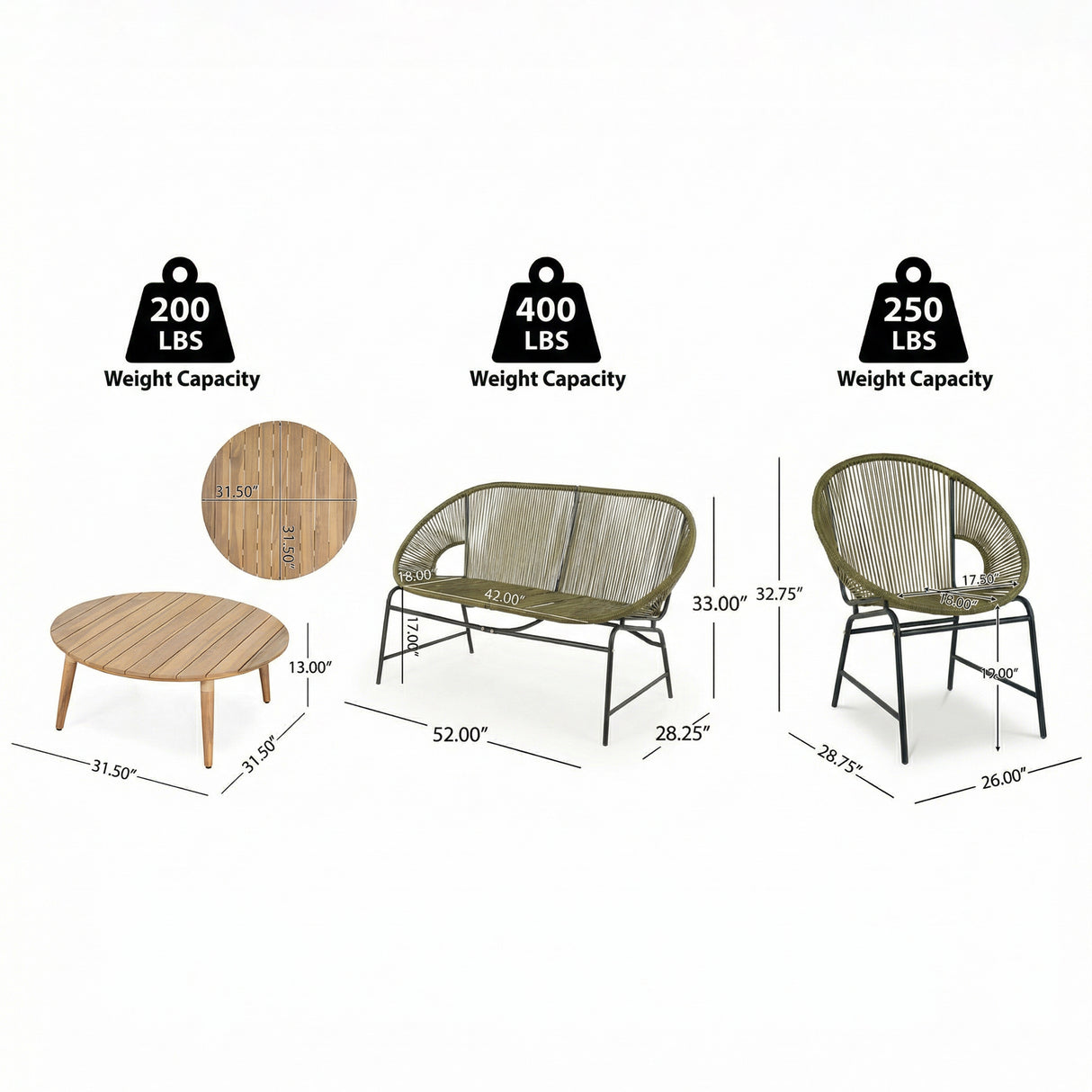 Nusa Outdoor Patio 4-Pcs Chat Set