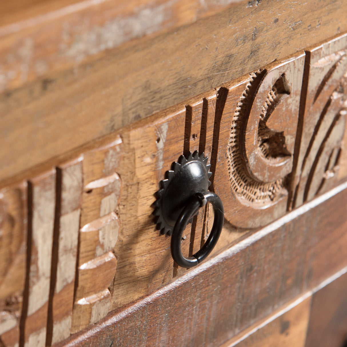 Carved Side Table - Natural
