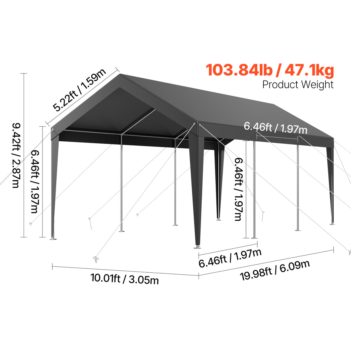 10 x 20 FT Heavy Duty Portable Car Garage Shelter Tent