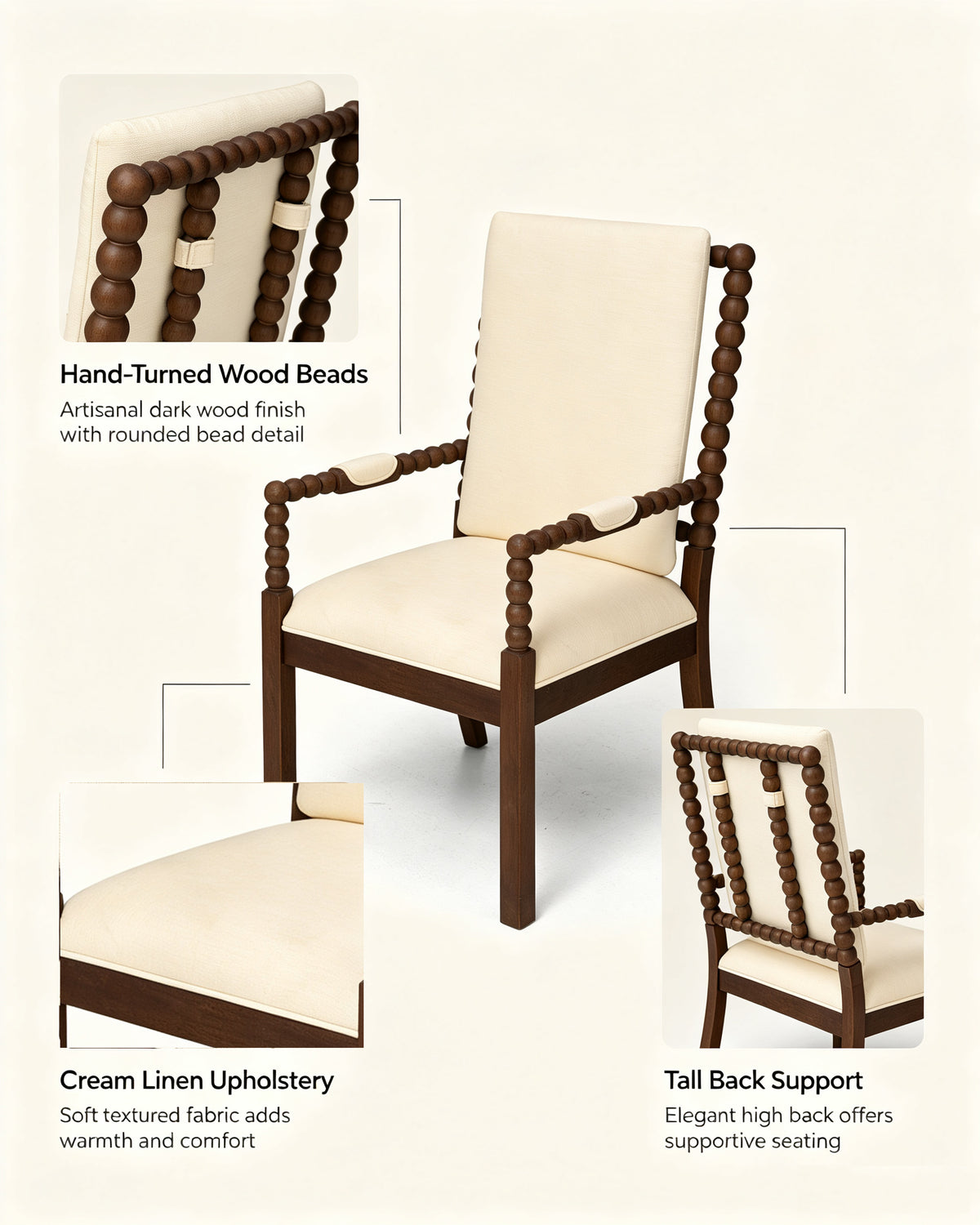 Set of 2 Rubber Wood Dining Chairs