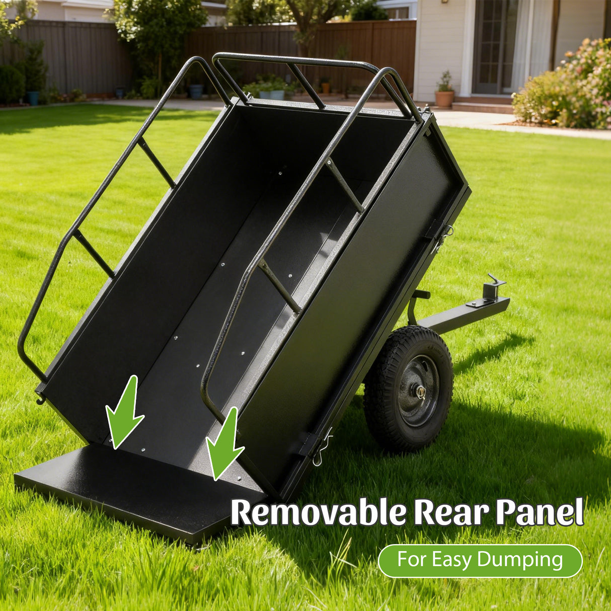 600LBS Heavy Duty Steel Dump Cart Trailer, 17 Cu.Ft.