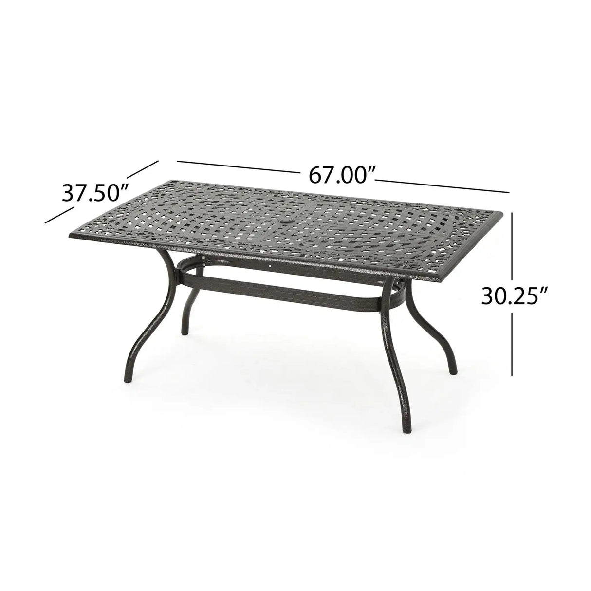 Celestine - Outdoor Cast Aluminum Dining Table With Floral Lattice Design And Umbrella Holder - Best Buy Furniture
