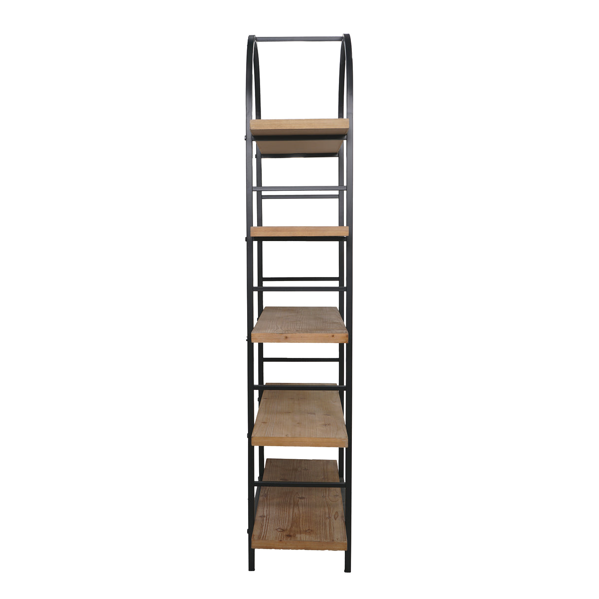 Tall Arched Wood and Iron Display Shelf