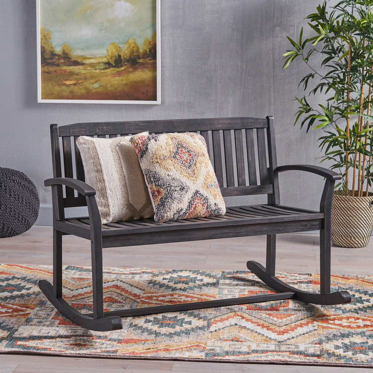 Baxter - Rocking Loveseat - Dark Gray - Best Buy Furniture