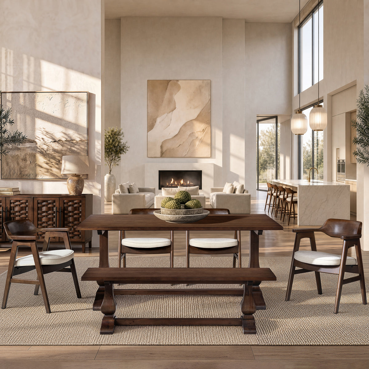 Whitmore 72-Inch Trestle Dining Table, Dark Brown Reclaimed Pine