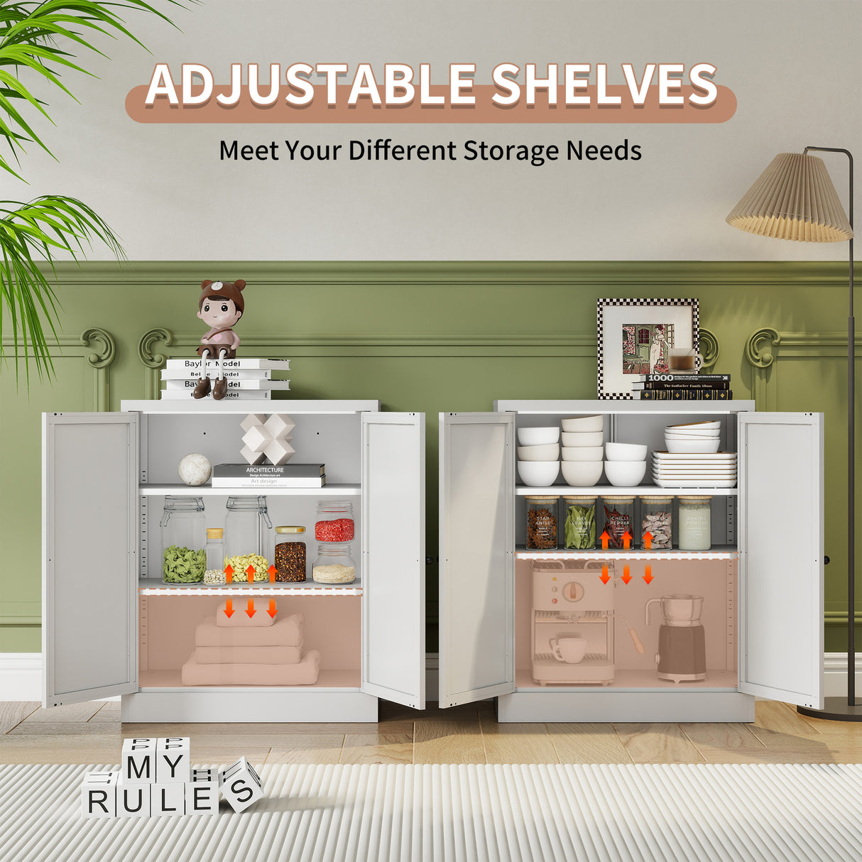 34.6" Freestanding Pantry Cabinet