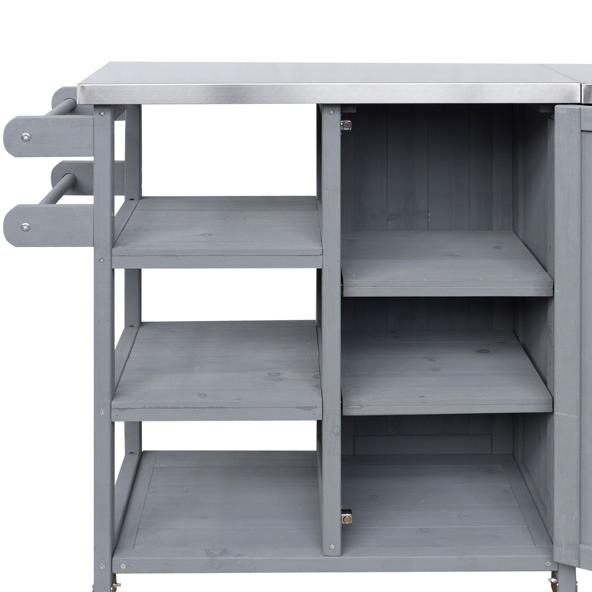 Foldable Outdoor Kitchen Island With Storage Cabinet