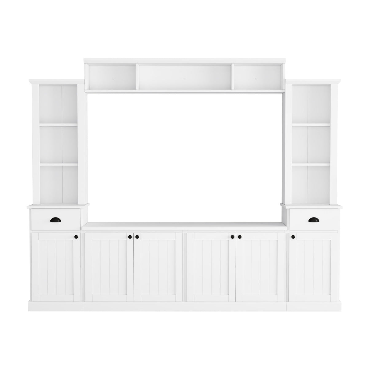 Minimalist Entertainment Wall Unit Set With Bridge For TVs Up To 75"