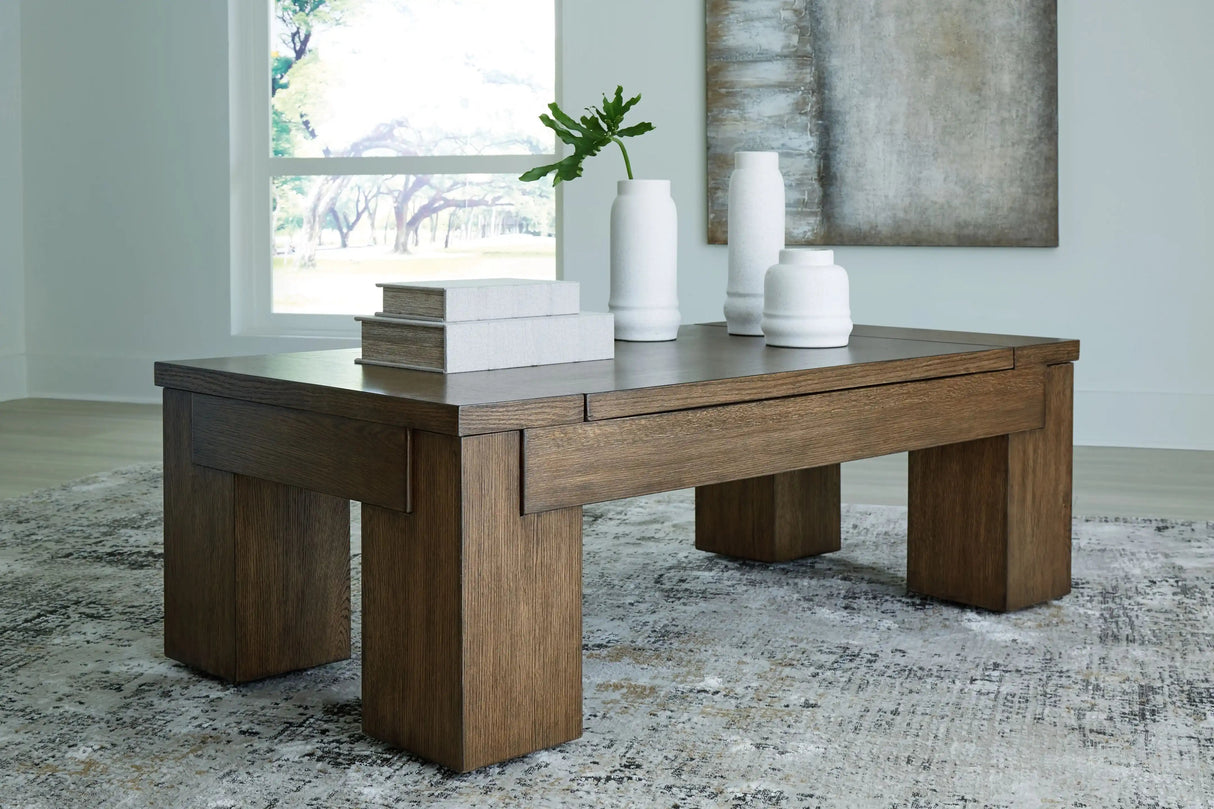 Rosswain - Lift Top Cocktail Table - Warm Brown - Best Buy Furniture
