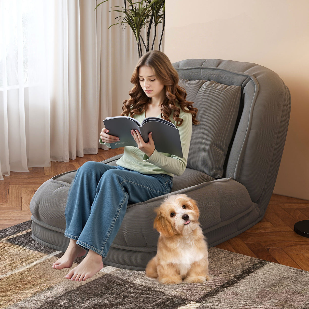 Upholstered Human Dog Bed for Adults and Pets