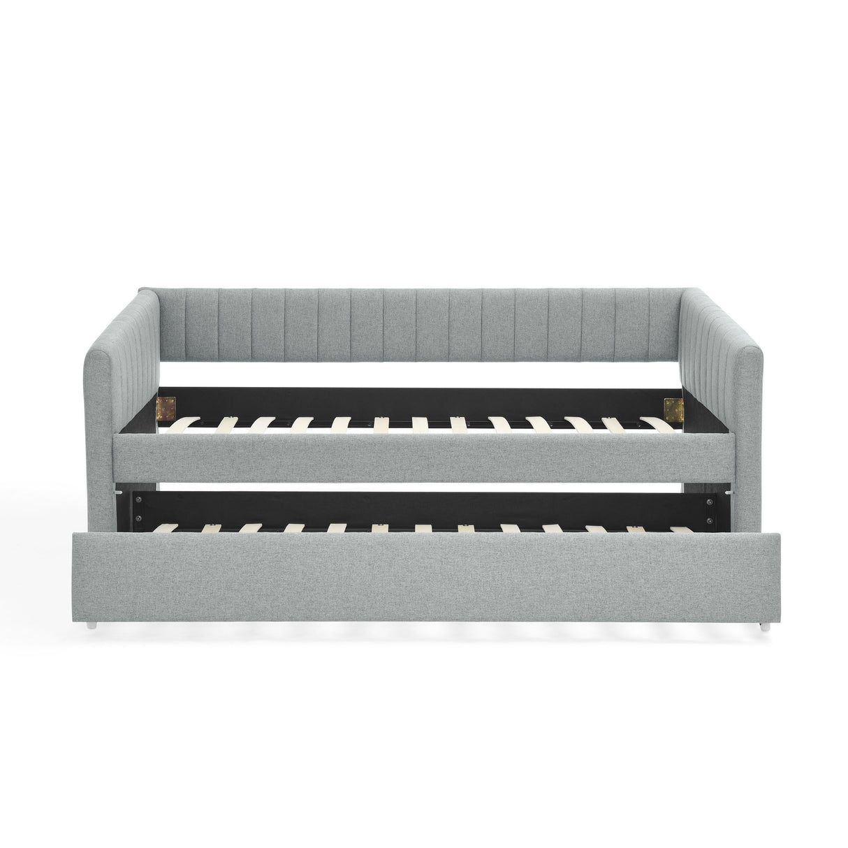 Upholstered Daybed With Trundle With Vertical Stripes