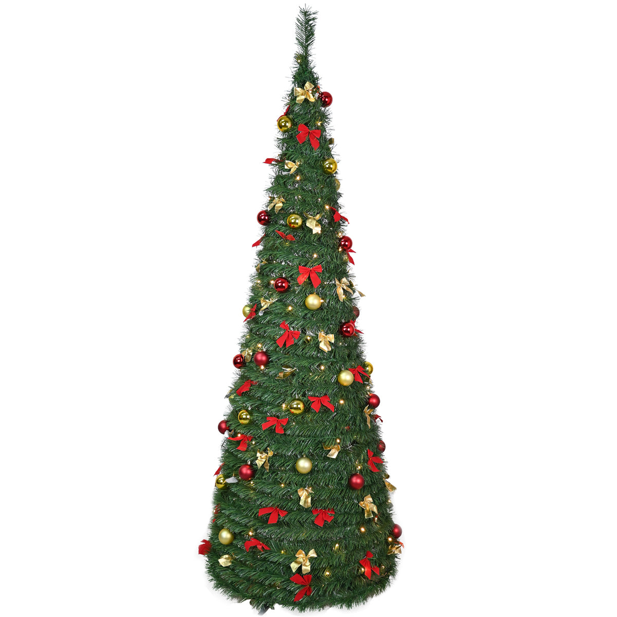 7FT Pop Up Christmas Tree, Pre-Decorated Artificial Tree