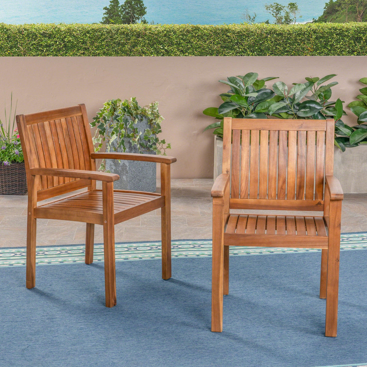 Amethyst - Outdoor Dining Chair With Slat Design (Set of 2) - Natural - Best Buy Furniture