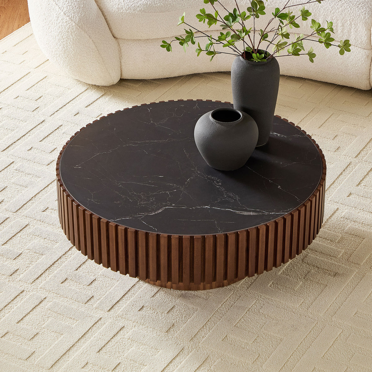 35.43" Nesting Round Sintered Stone Coffee Table