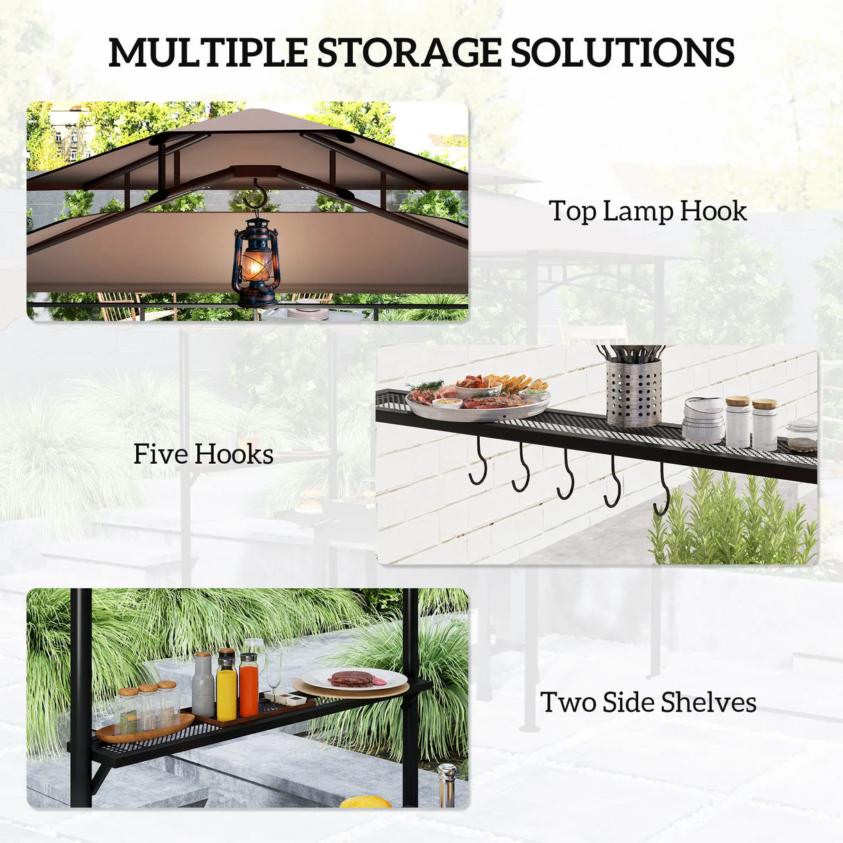 Outdoor Grill Gazebo 8' x 5' Gazebo Shelter with Side Awning