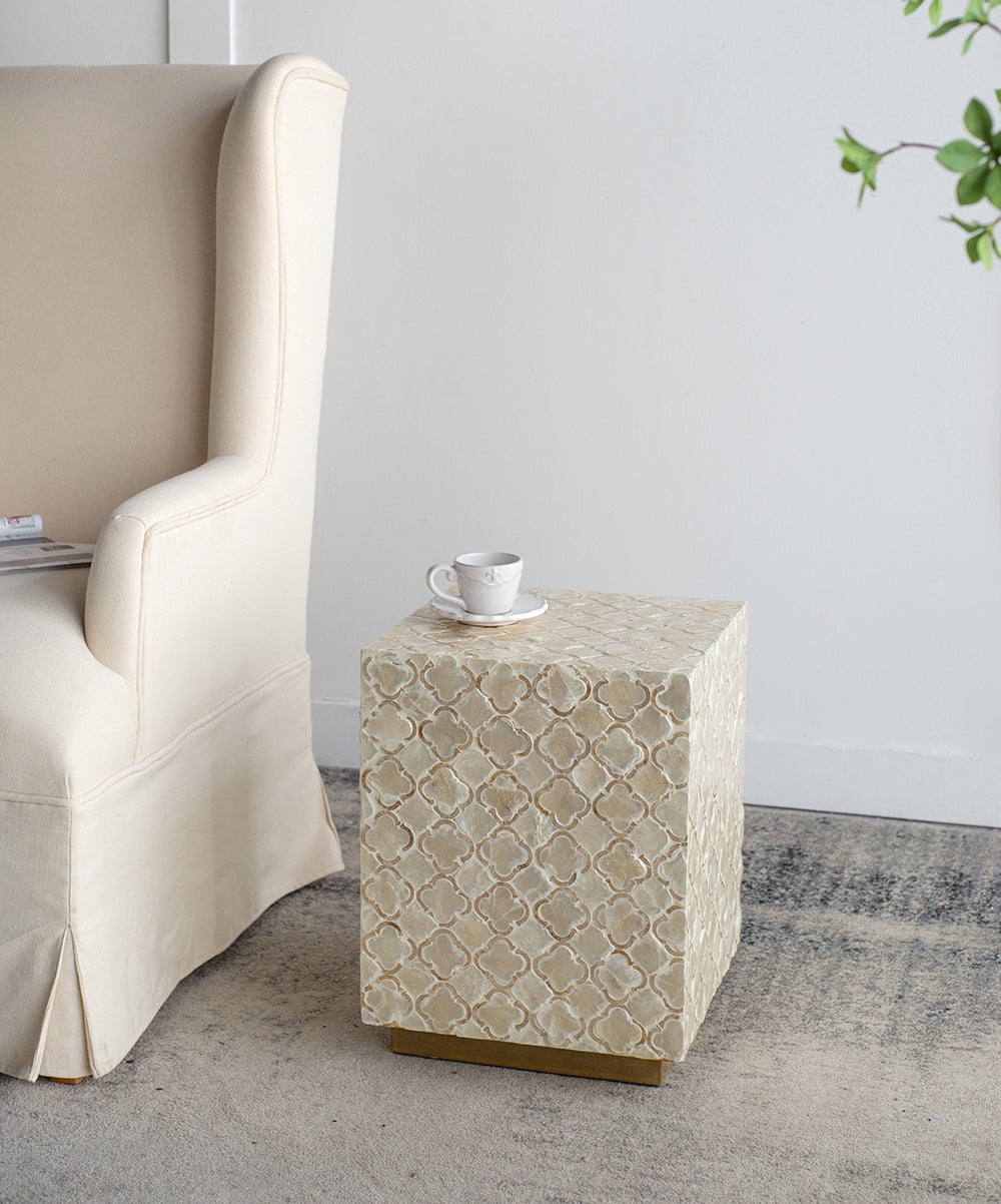 14x14x18" Square Capiz Stool