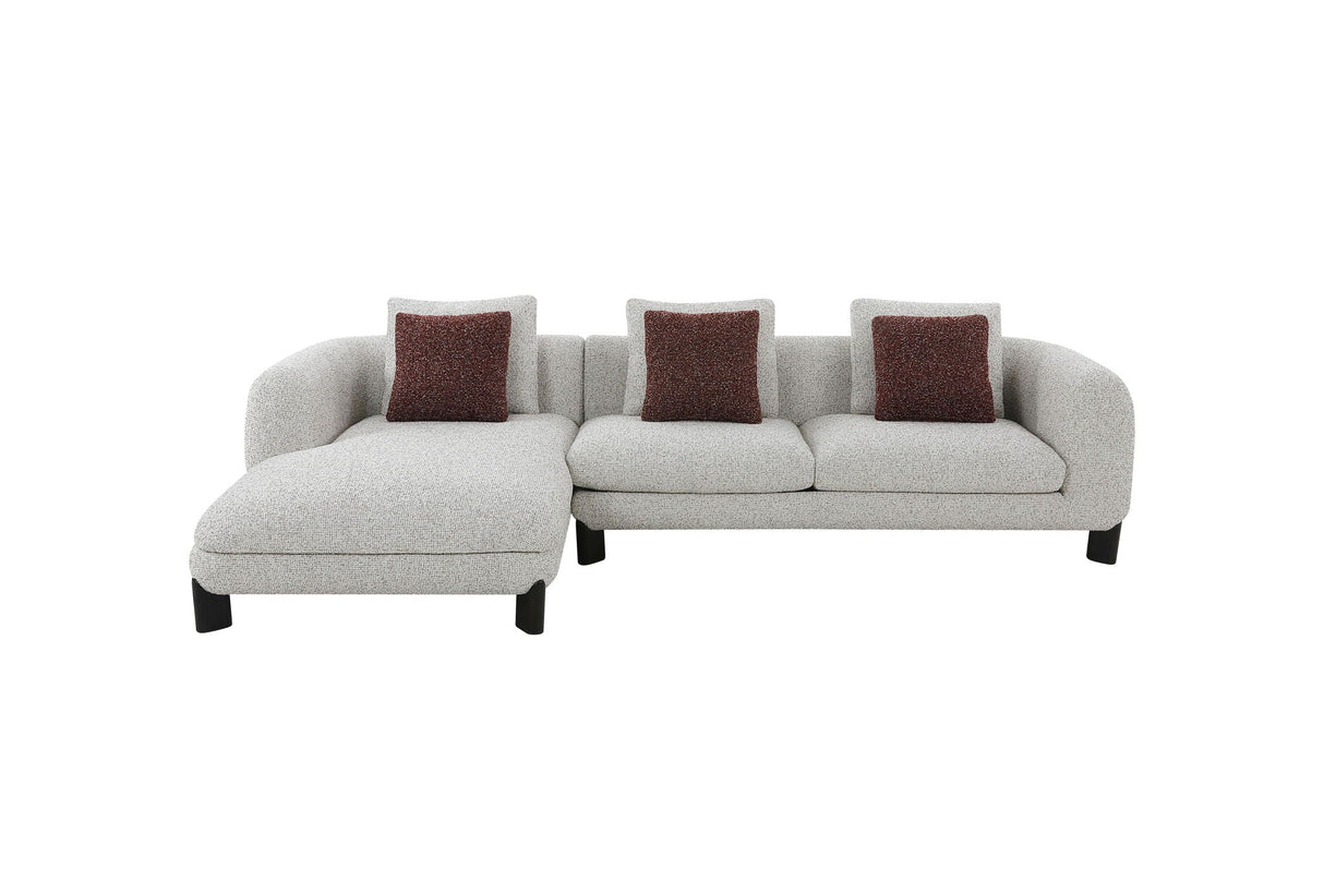 Mardi - Tweed Sectional Sofa With 3 Pillows - Maroon / Beige - Best Buy Furniture