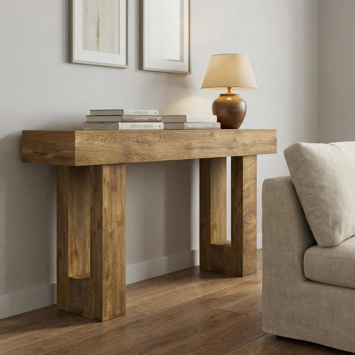 63" Long Console Table, Farmhouse Entryway Table with Storage