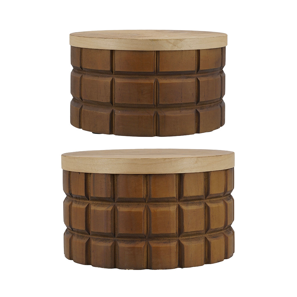 Set of 2 Textured Wood Box