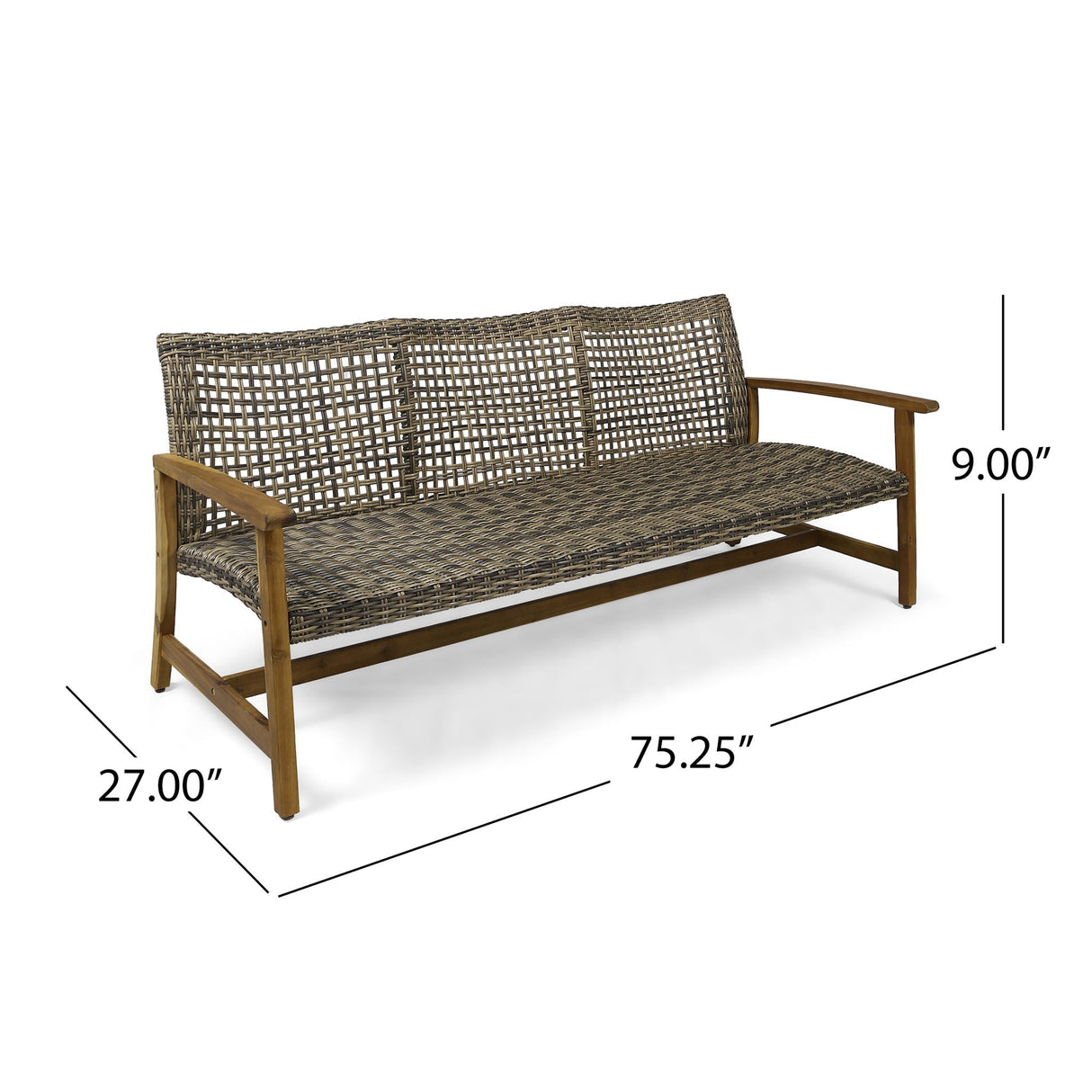 Outdoor 3 Seater Sofa With Rattan Cover - Gray - Best Buy Furniture