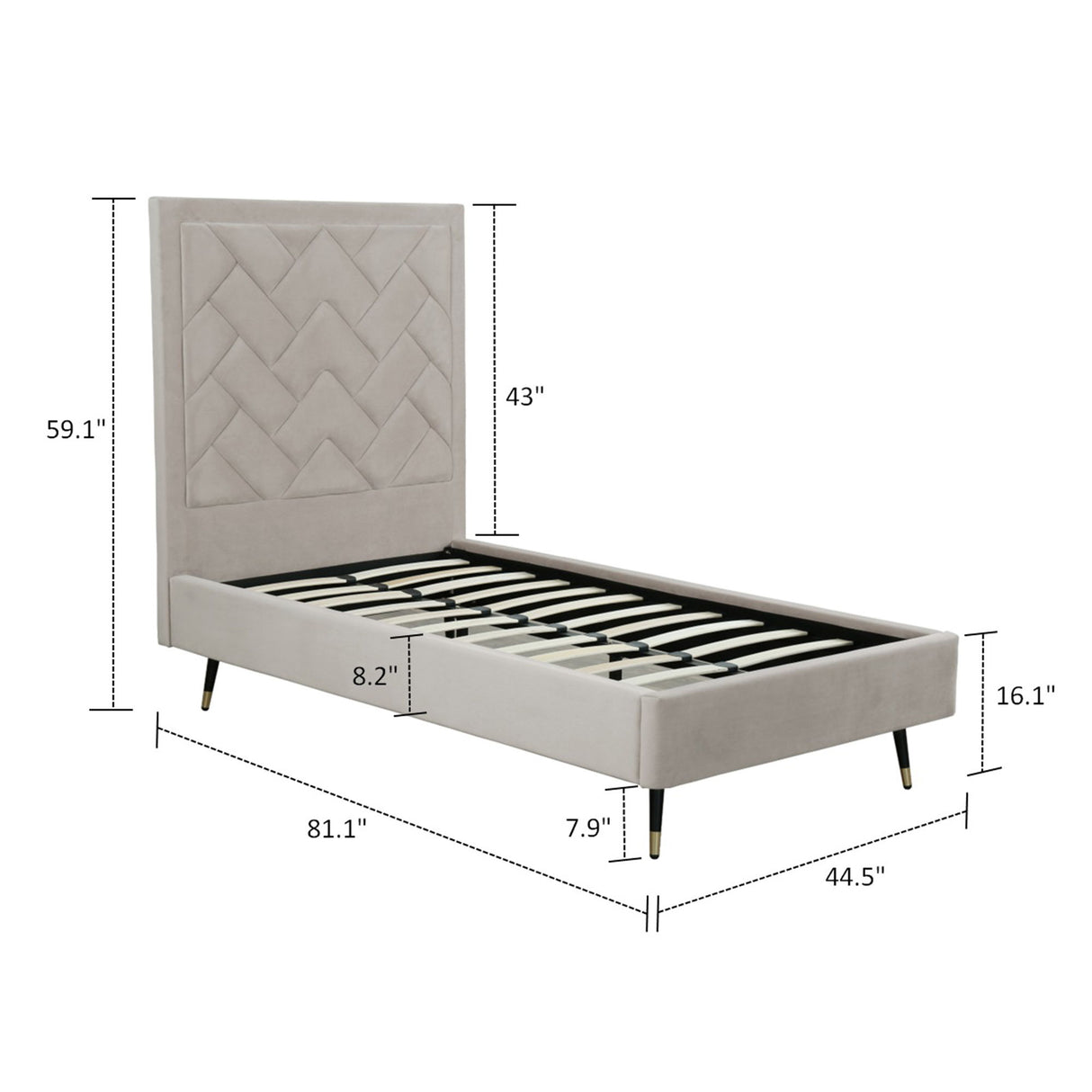 Crosby - Bed With Upholstered Headboard And Slats