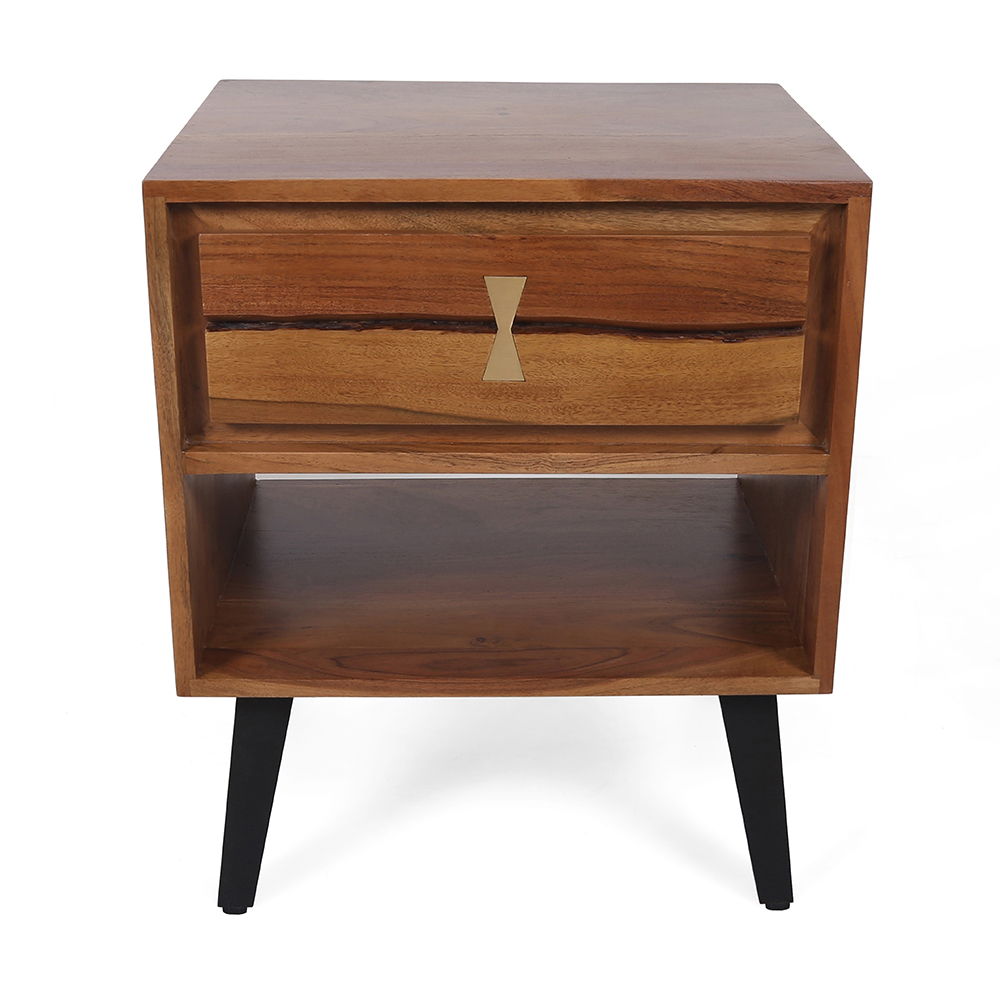 Asther Bedside Table - Natural Wood / Brown