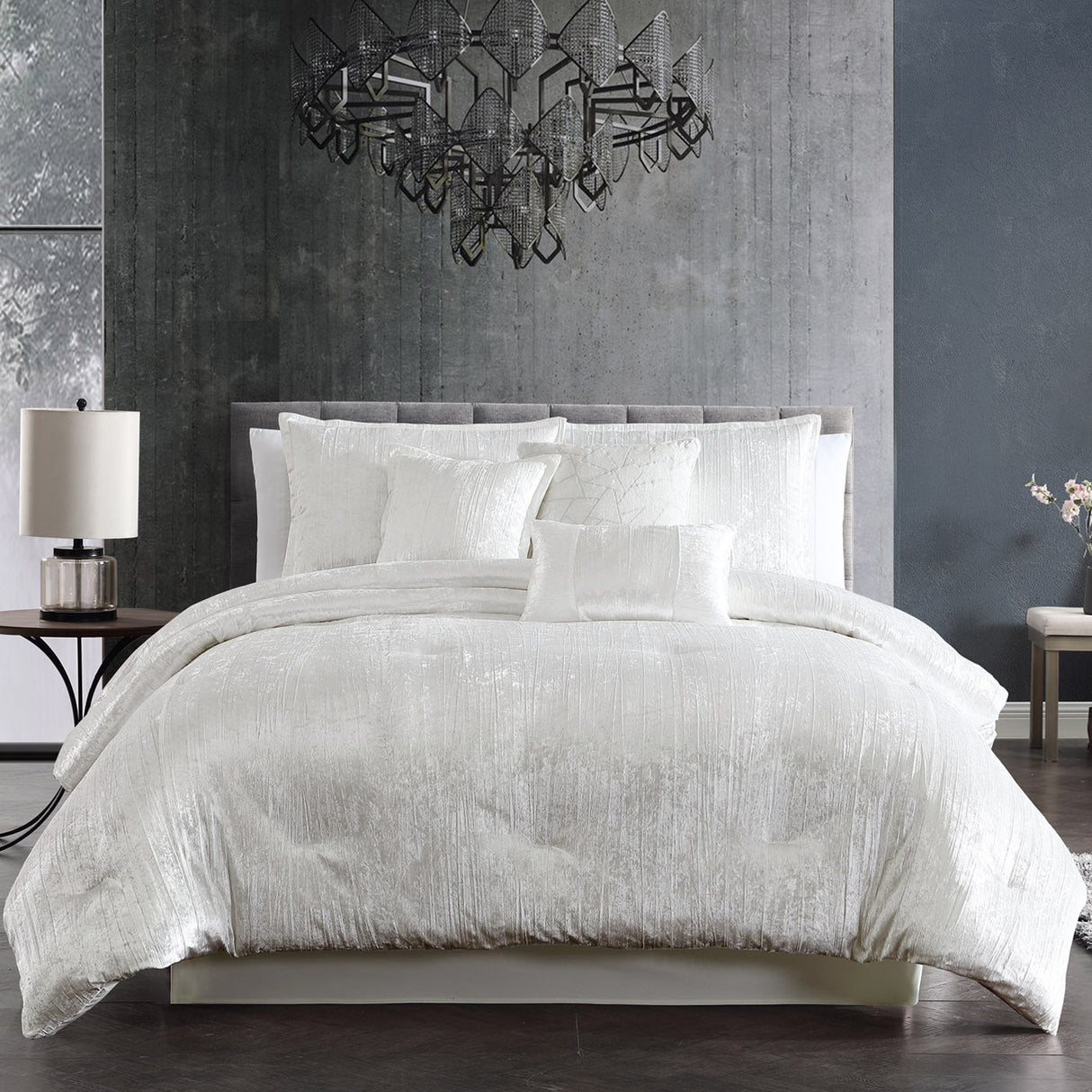 Turin-7-Piece-White-Crinkle-Velvet-Queen-Comforter-Ensemble-Quilts-&-Comforters