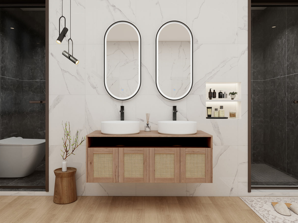 48" Bathroom Vanity with Ceramic Art Sinks
