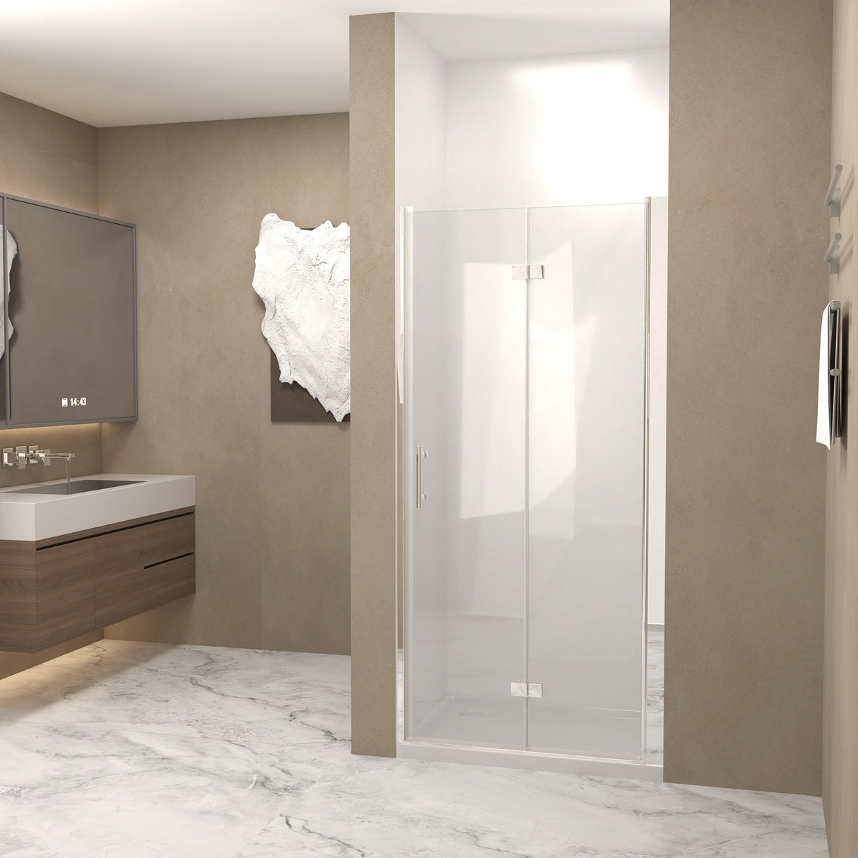 29-28" x 72" Bifold Shower Door, 1/4" (6mm) Tempered Glass