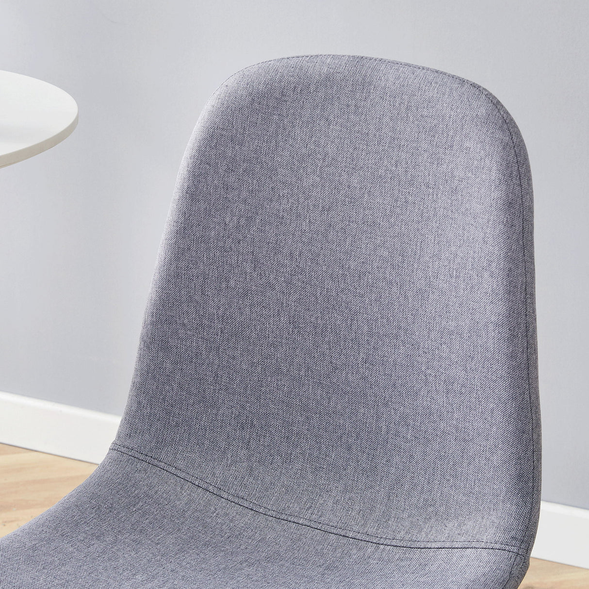 Luxury Simple Chair Linen Cotton High Resilience Dining Chair With Black Metal Legs (Set of 4) - Light Gray