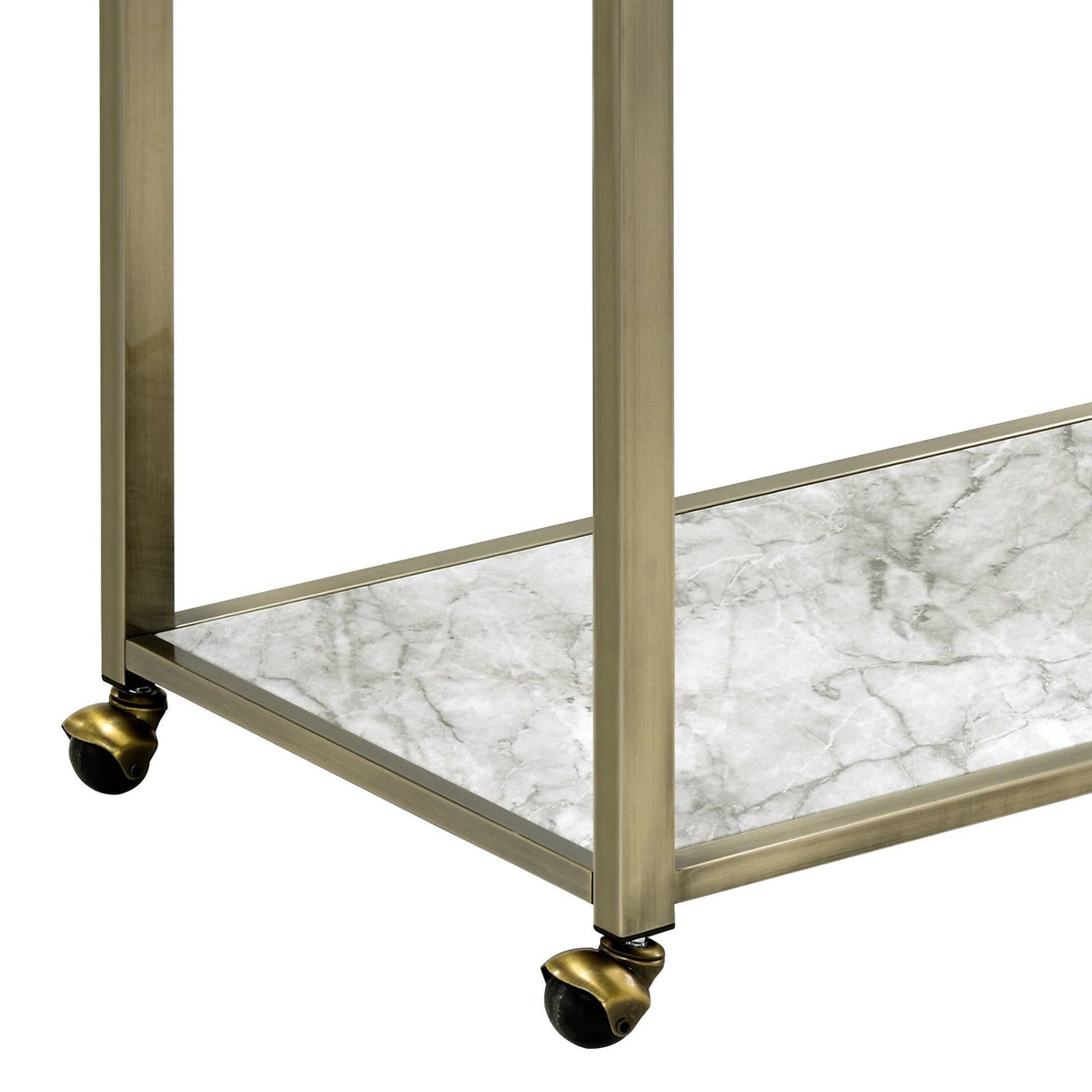 Neilo Clear Glass Faux Marble Top Serving Cart