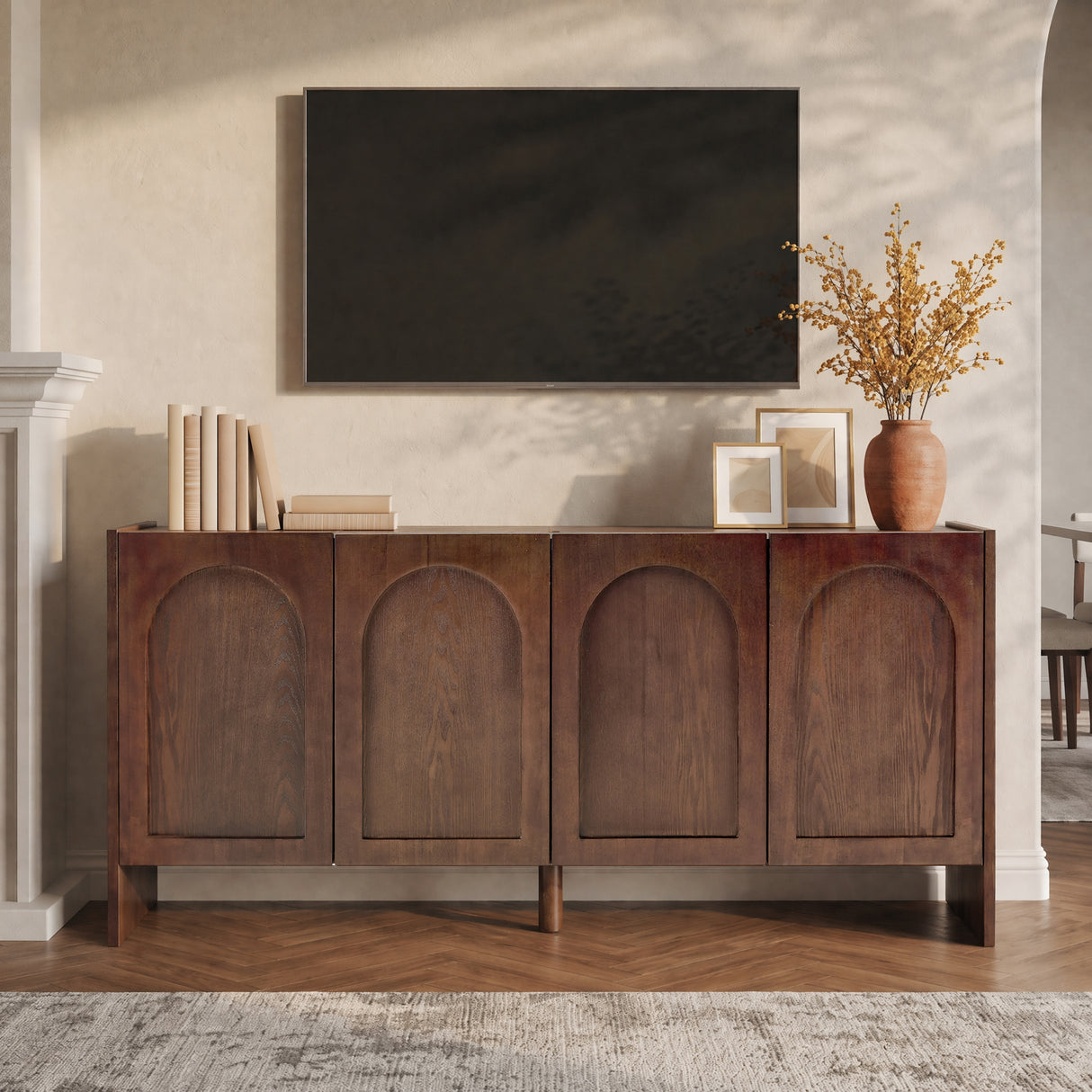 Mid-Century Modern 4-Door Credenza Sideboard