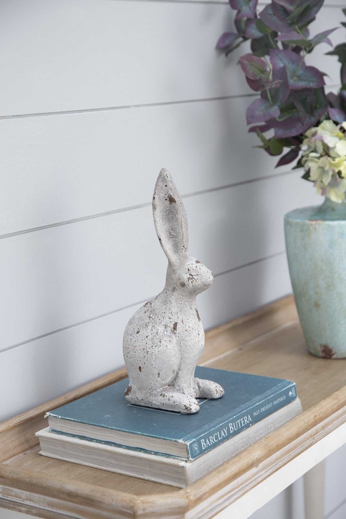 Weathered Cement Rabbit Statue