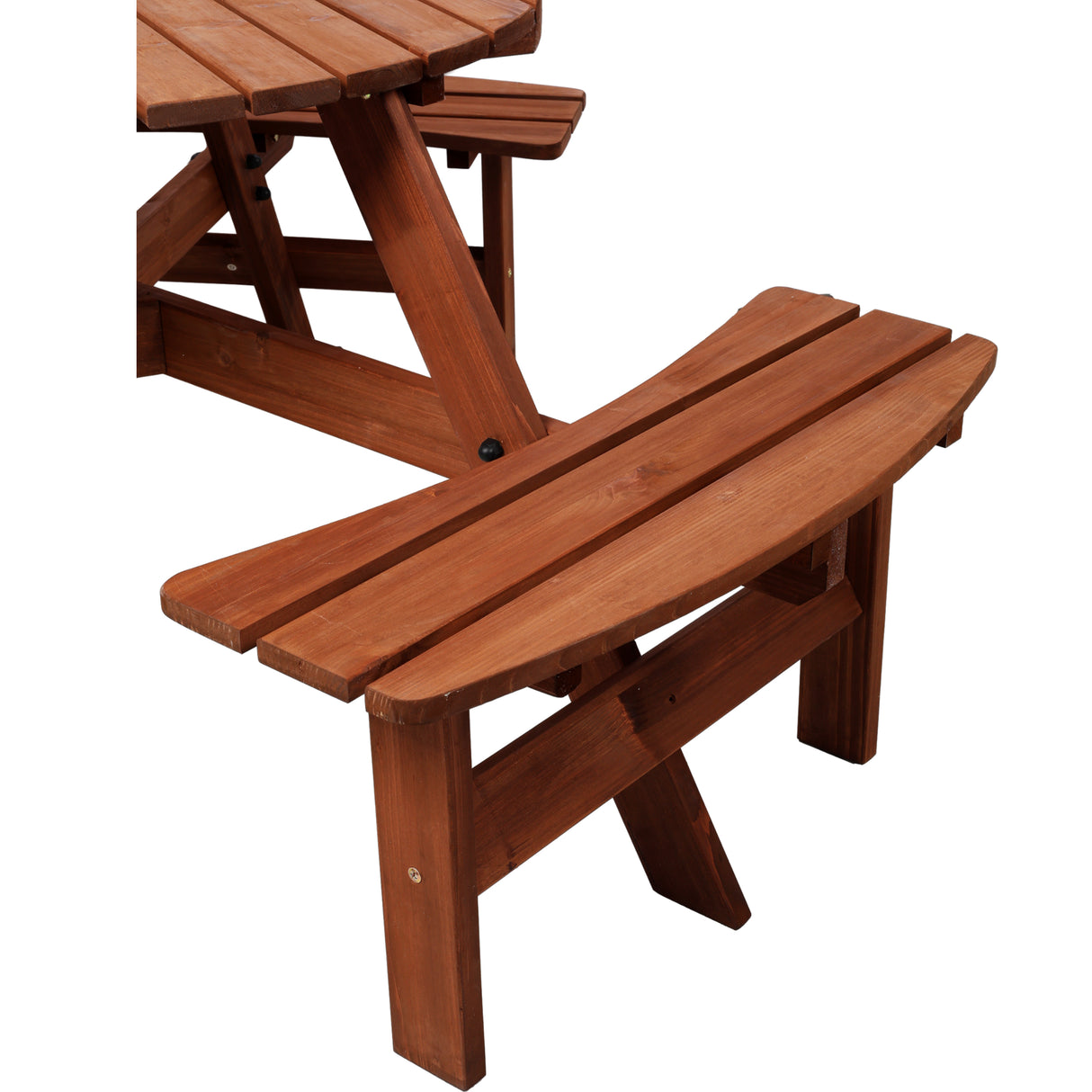 Wooden Kids Picnic Table with 3 Built-in Benches and Umbrella Hole