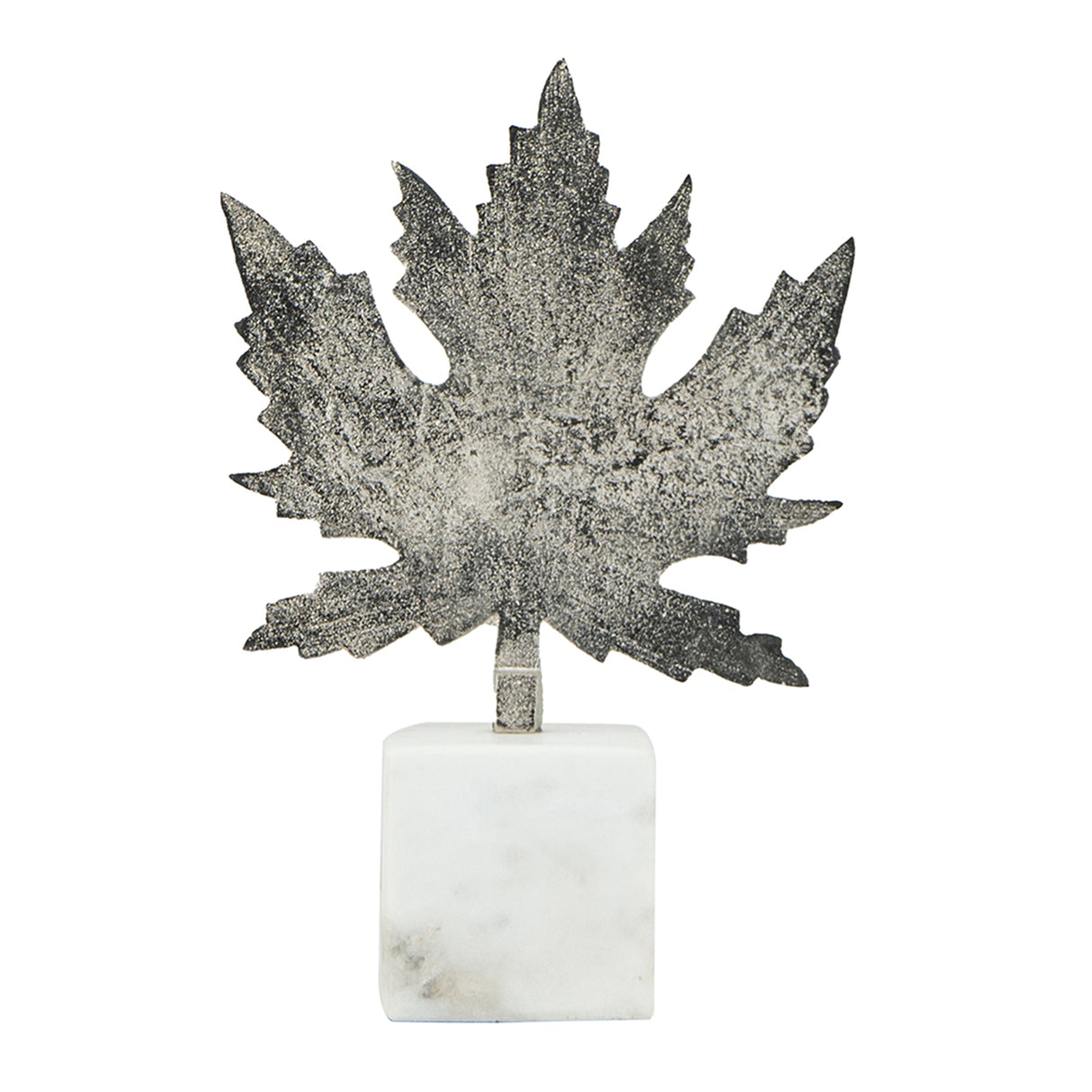 Aluminum Leaf Sculpture with Marble Base